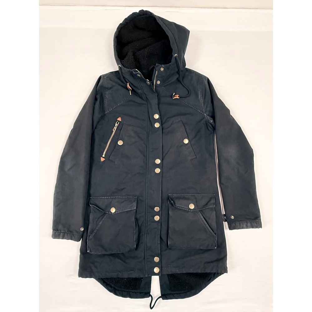 Distressed Volcom Walk On By Parka Coat Jacket Women's Size Small Black